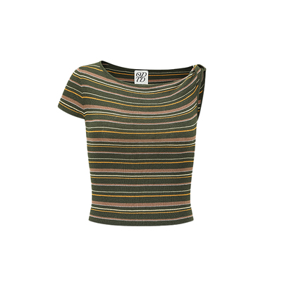 ODTD条纹修身针织上衣/半身裙