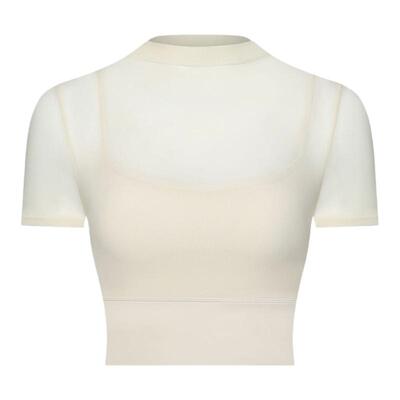 元气女孩带胸垫网纱瑜伽服短袖