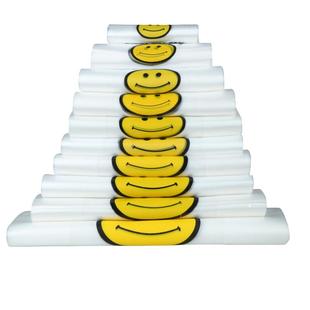 透明红白色笑脸袋子塑料食品打包袋加厚马夹袋手提购物方便袋定做