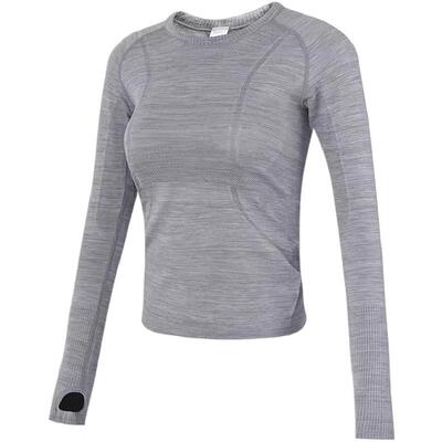 辣妹秋冬款运动上衣女修身圆领速干瑜伽服显瘦跑步弹性健身服长袖