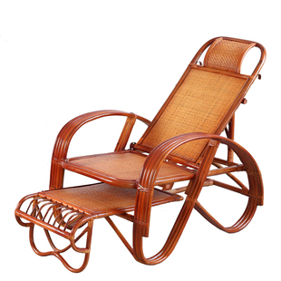 真藤椅阳台躺椅折叠椅老人午睡椅懒人休闲藤编高靠背调节午休椅子