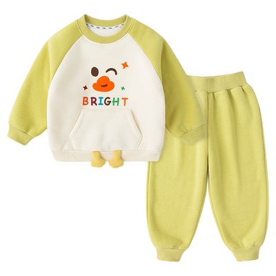 嘟嘟家男童套装冬季儿童加厚卫衣裤子女童冬装绒上衣长裤童装衣服