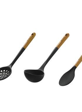 staub珐宝硅胶不粘锅铲原木手柄