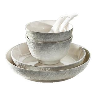 墨色岩石纹餐具饭碗2026新款高级感釉下彩陶瓷碗盘子菜盘汤碗面碗