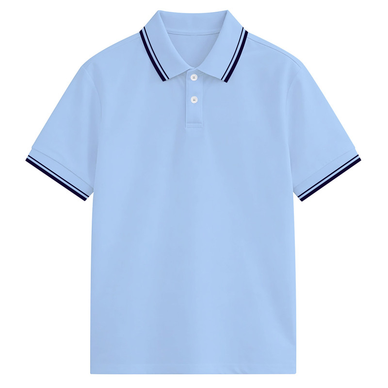 51望谟县第四小学男童短袖T恤儿童POLO衫浅蓝色男班服王各庄小学
