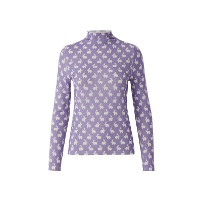 【像素兔系列】AUM噢姆春季紫色修身半高领修身套头羊毛打底衫女