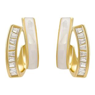 银针贝壳几何形耳环高级感轻奢耳圈气质耳钉女2024年新款潮耳饰