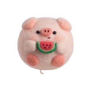 羊毛毡戳戳乐diy材料包情侣手工礼物小猪企鹅玩偶摆件车载挂件