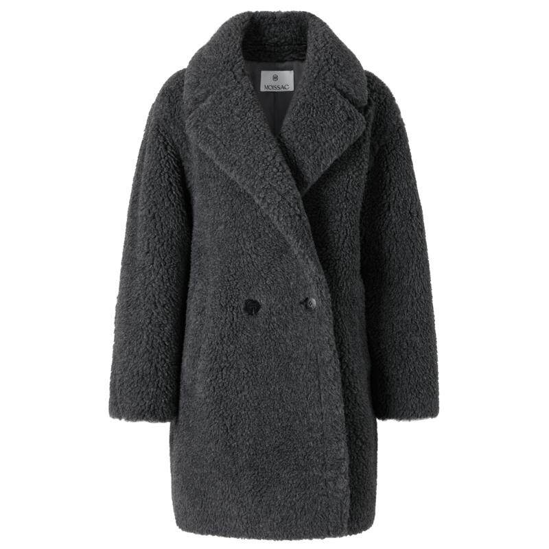 商场同款 摩萨克冬新款绵羊毛中长款翻领茧形大衣外套女