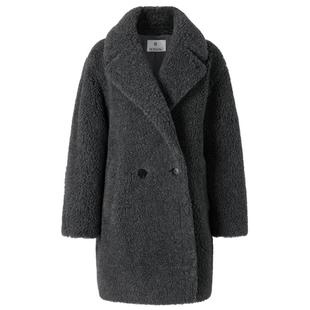 商场同款 摩萨克冬新款绵羊毛中长款翻领茧形大衣外套女