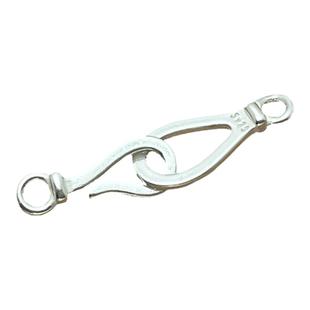 通体S925纯银小扣头手链项链鱼钩扣问号扣diy编织手绳配件连接扣