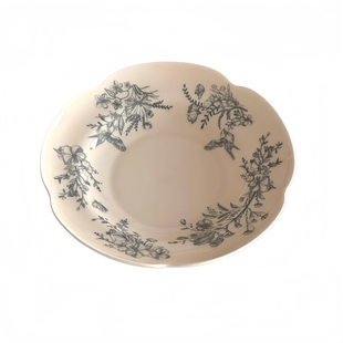 复古ins中式蓝花鸟陶瓷盘子家用釉下彩圆形花边餐具盘汤盘水果盘