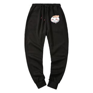 火影忍者手游决斗场表情挑衅摸头图案裤子青少年学生秋冬长卫裤潮