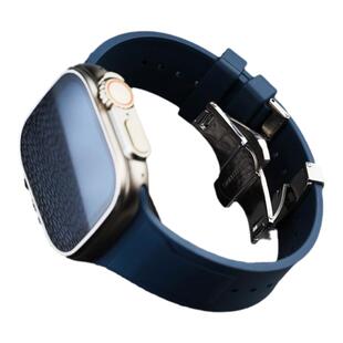 适用苹果手表iwatch9氟橡胶表带s8可爱女款se夏天s7男款ultra高级感s6非原装运动watch替换se2watch新款腕带