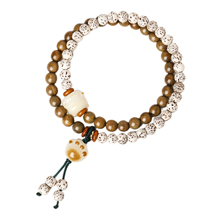 普陀山绿檀星月菩提双圈手串女文玩佛珠念珠平安转运珠手持礼物男