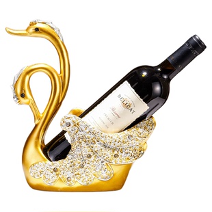 酒柜红酒架斜放放红酒瓶的收纳架子轻奢高档天鹅白酒架摆件展示架