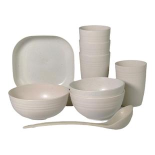 一次性餐具麦秸秆加厚可降解碗筷杯碟勺菜盘大碗汤碗公勺饭碗水杯