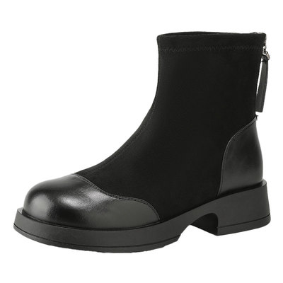 达芙妮黑色绒面瘦瘦靴女