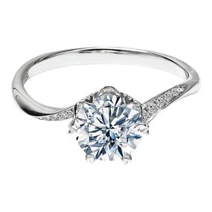 【培育】芮爱VRAI 心形六爪扭臂圆钻婚戒 钻戒女钻石求婚戒指铂金