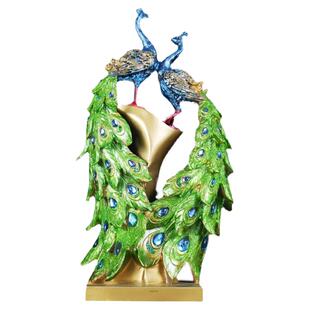 欧式家居酒柜装饰品孔雀摆件创意客厅玄关电视柜奢华摆设现代简约