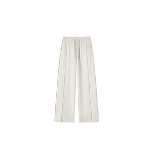 加绒加厚米白色毛呢直筒裤女冬季胖妹妹mm高腰宽松显瘦阔腿休闲裤