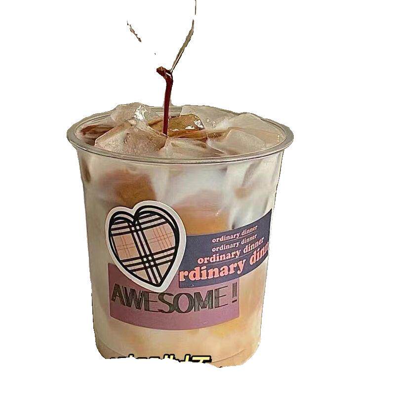 网红奶茶杯ins风一次性咖啡杯自制饮品杯外卖塑料打包杯pet冰粉杯