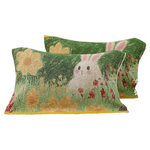 洁丽雅A类纯棉四层纱布枕巾2025新款100全棉枕头垫巾一对装防头油