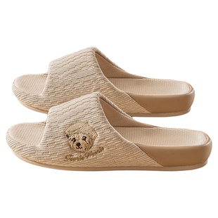 TeenieWeenie小熊刺绣室内居家防滑棉麻拖鞋男女情侣2026新款鞋子