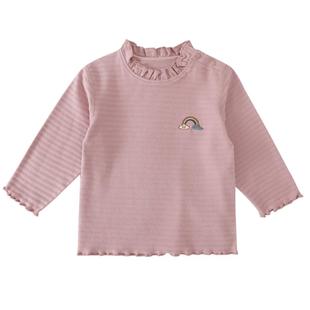 女童秋冬季保暖上衣发热内衣甜美可爱女宝宝花边领娃娃衫儿童T恤