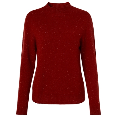 马天奴红色半高领修身羊毛衫