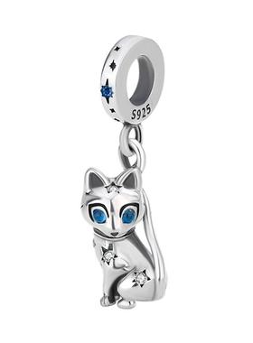 潘家珠子乖巧猫吊坠S925纯银