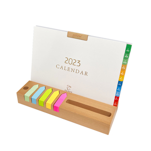 日历2026年高颜值简约月历商务桌面摆件实木多功能台历周计划定制