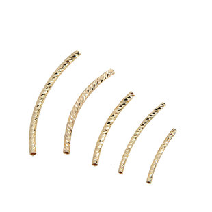 14K包金保色刻面空心弯管手工diy手串首饰配件手链项链直管S管子