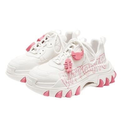 戚薇鞠婧祎同款VITTORIOVENTURA薇薇燃 牛皮猫扣厚底猫爪老爹鞋