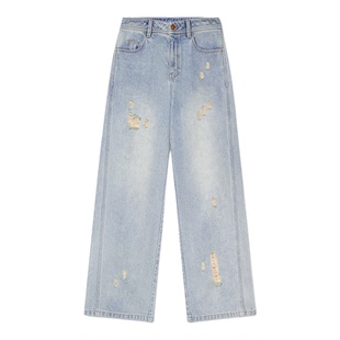 【精英松动】PSALTER诗篇复古直筒毛边破洞裤牛仔裤2026春季新款