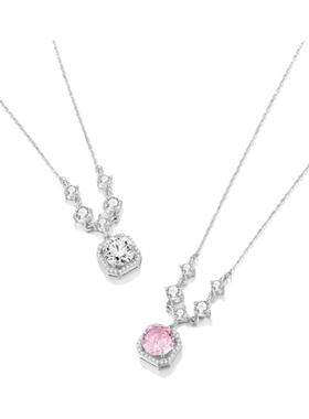 百搭方糖蕾丝白粉钻项链