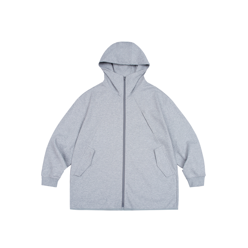 RAPPEYE 休闲宽松重磅复古潮牌简约情侣拉链连帽开衫长款卫衣外套