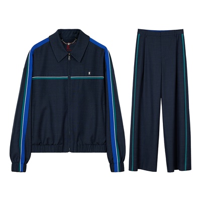 NancyCavally怀旧风撞色夹克套装