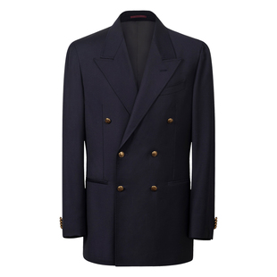 Acme cultum精纺120支纯羊毛半麻衬双排扣布雷泽西服外套男单西