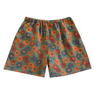 色织纯棉纱布睡裤女夏季短裤全棉薄款宽松休闲可外穿沙滩裤家居裤