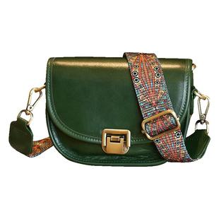 2026秋冬新款真皮斜挎小包包女百搭宽肩带纯牛皮半圆马鞍包单肩包