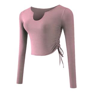 瑜伽服女士性感绑带弹力紧身健身服速干透气跑步训练运动长袖T恤