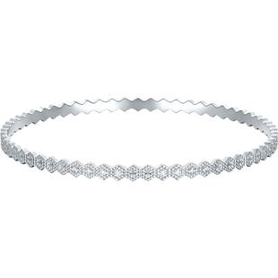 周六福铂金pt950手镯女款几何车花亮面闭口圆形实心手镯节日礼物