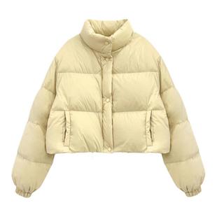 韩国东大门原版面包服女立领小个子短款白鸭绒羽绒服秋冬新款外套