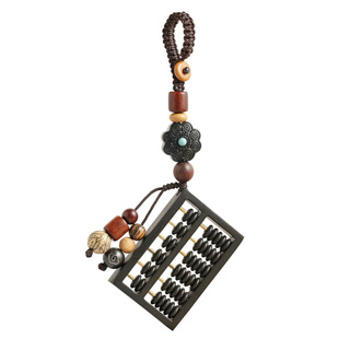 网红车钥匙扣小算盘招财乌木刻字挂件创意手工男女钥匙链情侣挂饰