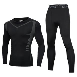 冬季紧身衣男健身跑步服加绒速干衣滑雪运动保暖内衣高弹训练套装