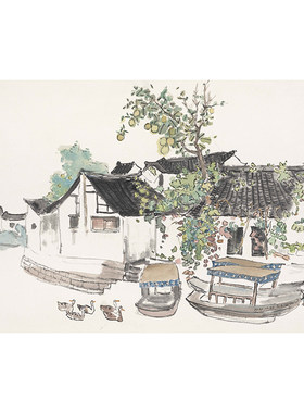 中国油画家协会会员杨纪文【临河水阁】限量版画装饰