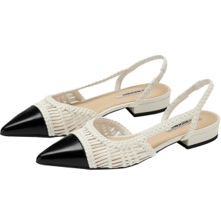 73hours女鞋优雅间奏春季新款细跟尖头后空高跟鞋罗马时装凉鞋