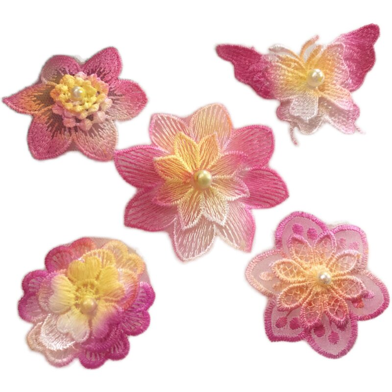 包邮白色蕾丝花片服装辅料欧根纱立体花朵DIY手工装饰礼服演出服