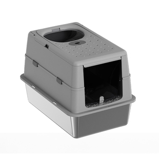 不锈钢猫砂盆超大号防外溅全封闭防臭猫厕所特大号猫沙盆猫屎盆子